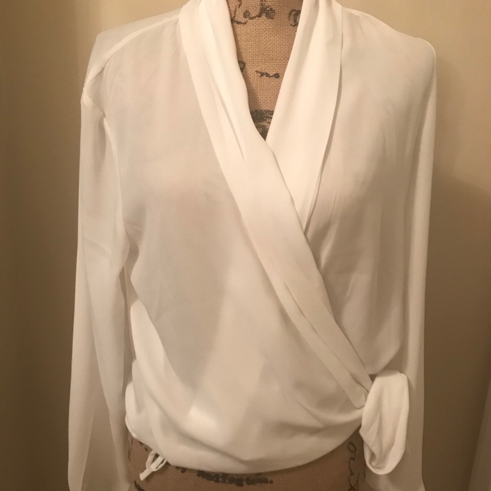 Sheer white wrap blouse